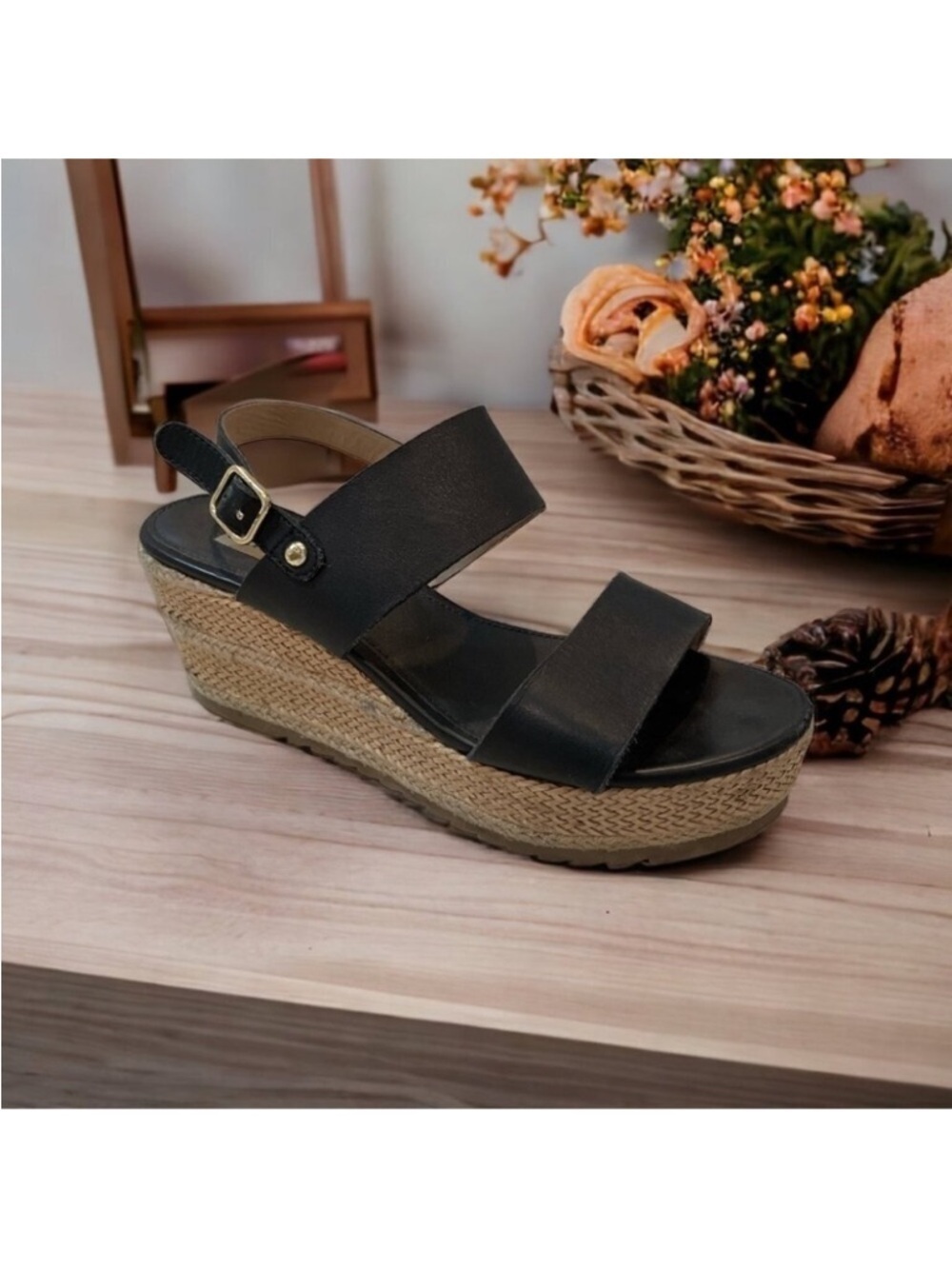 Steve Madden Waria Women’s Size 6.5M Black Wedge Espadrille Sandals